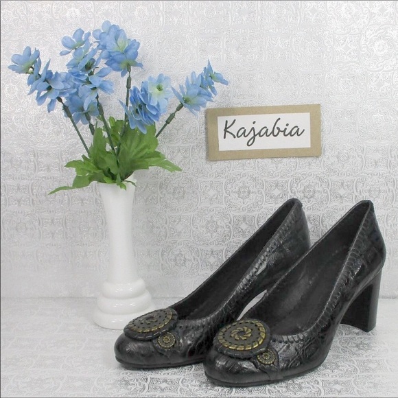 JACK ROGERS Marlow Pinwheel Block Heel Pumps Size 5 1/2 - Picture 1 of 10